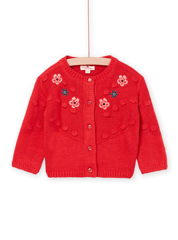 Cardigan rouge à animation jacquard PIPRICAR / 22WG09P1CAR502