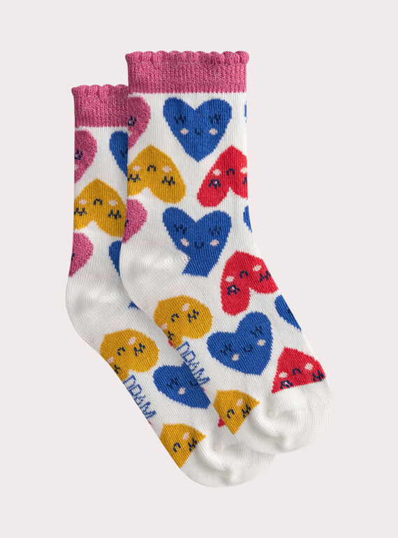 Chaussettes à imprimé cœurs pour fille WYAFICHO2 / 25SI01J2SOQ001