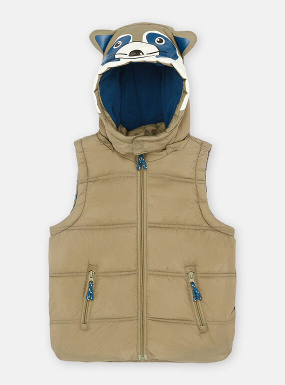Doudoune à capuche kaki sans manches SOGRODOU1 / 23W902C2BLO604