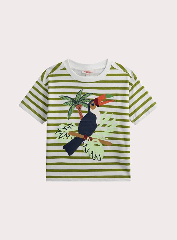 T-shirt rayé flammé animation perroquet WOLITI4 / 25S902T1TMC001