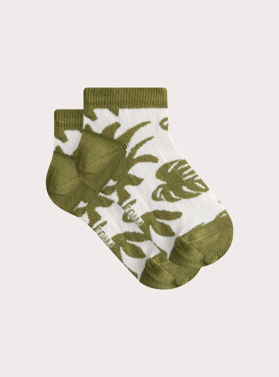Socquettes écrues à motif feuilles pour garçon WYOJOSOQ4 / 25SI02M4SOQ005