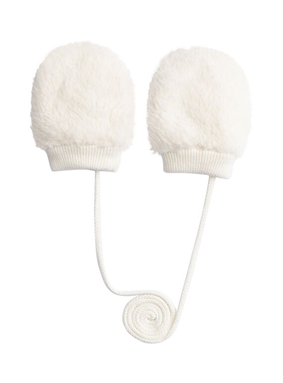 Mouffles en fausse fourrure écrue pour bébé VYUGROMOU / 24WI10M1GAN001