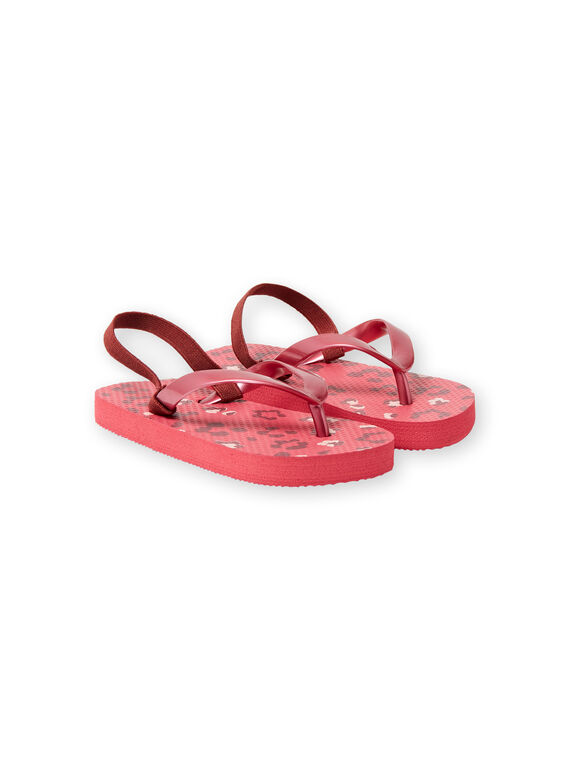 Tongs rouges imprimé léopard fille LFTONGLEO / 21KK3563D01030