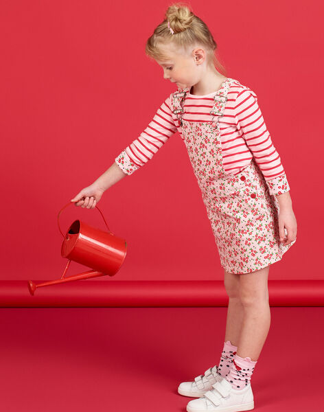 T-shirt réversible manches longues rayures et fleurs enfant fille LAROUTEE3 / 21S901K3TMLD326