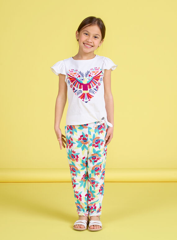 T-shirt à manches courtes blanc brodé enfant fille JAMARTI3 / 20S901P3TMC000
