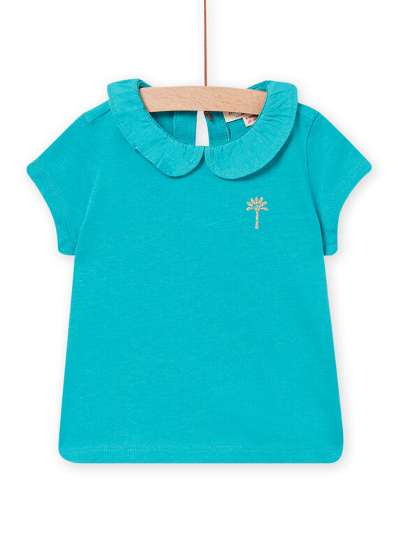 T-shirt à col Claudine turquoise bébé fille NIJOBRA8 / 22SG09C2BRA202