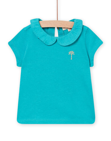 T-shirt à col Claudine turquoise bébé fille NIJOBRA8 / 22SG09C2BRA202