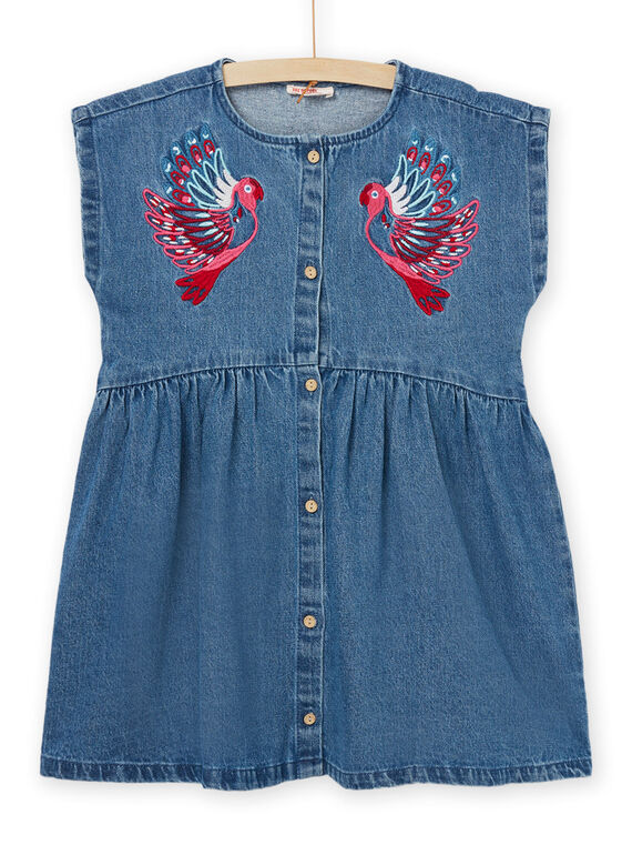 Robe en jean à manches courtes à animation perroquets PAGOROB2 / 22W901O1ROBP274