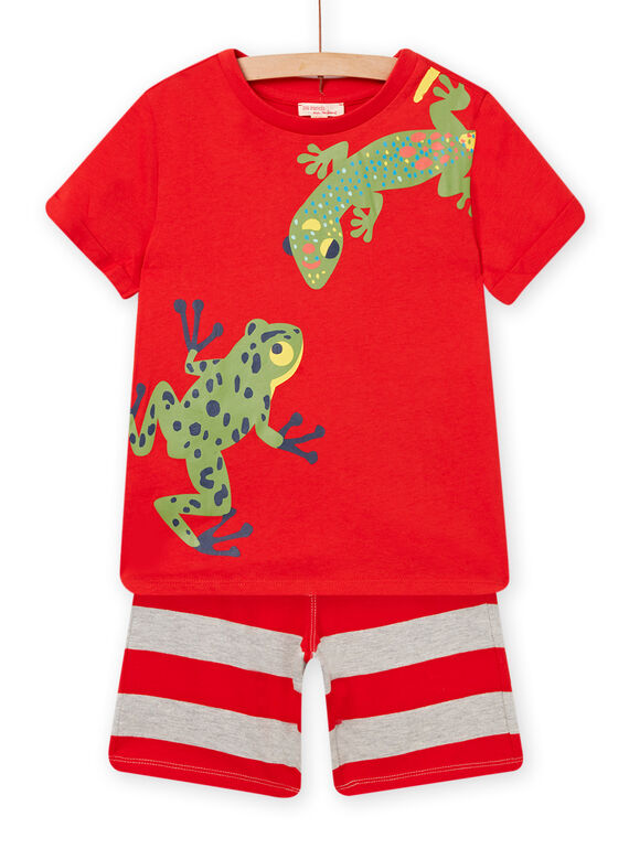 Ensemble de pyjama T-shirt et short rouge orangé enfant garçon NOPLAENS3 / 22S902K4ENSF527