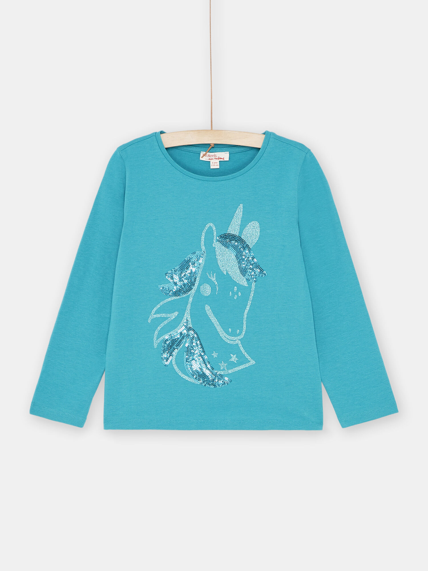 T Shirt en sequin turquoise fille