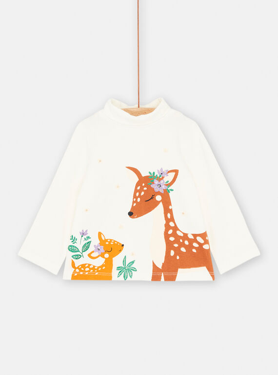 Sous-pull écru à motifs animaliers pour bébé fille SIKHOSOUP / 23WG09Q1SPL001