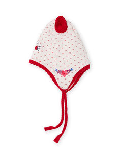 Bonnet en tricot jacquard avec pompons bébé fille MYIMIXBON / 21WI0951BON001