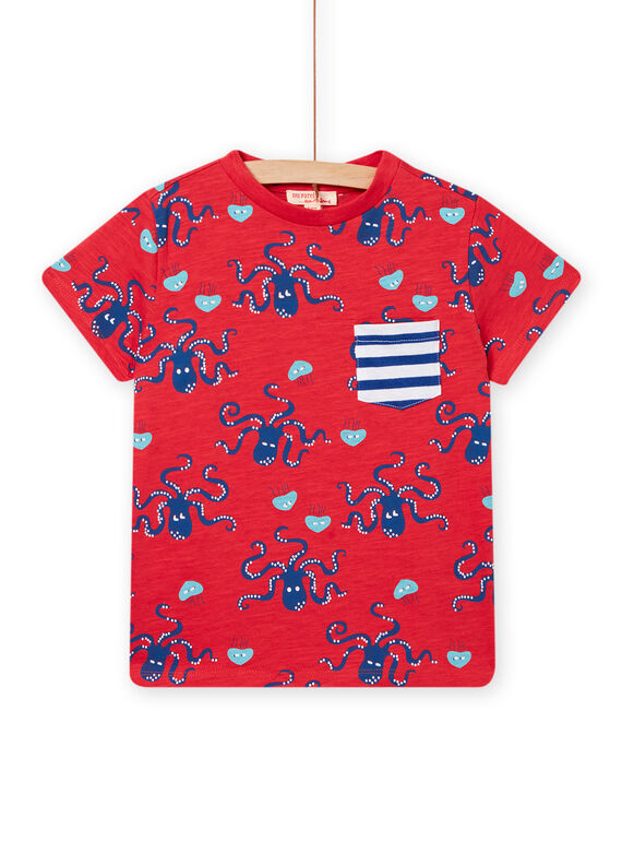 T-shirt manches courtes rouge enfant garçon NOFICTI3 / 22S902U4TMCF524