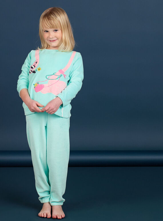 Pyjama enfant fille en velours motif flamant rose LEFAPYJFLA / 21SH1112PYJC242