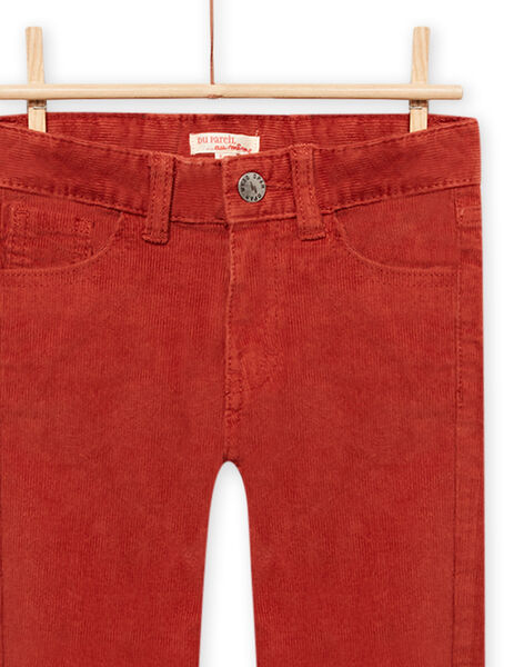 Pantalon en velours côtelé rouge-orangé enfant garçon MOJOPAVEL7 / 21W902N3PANE408