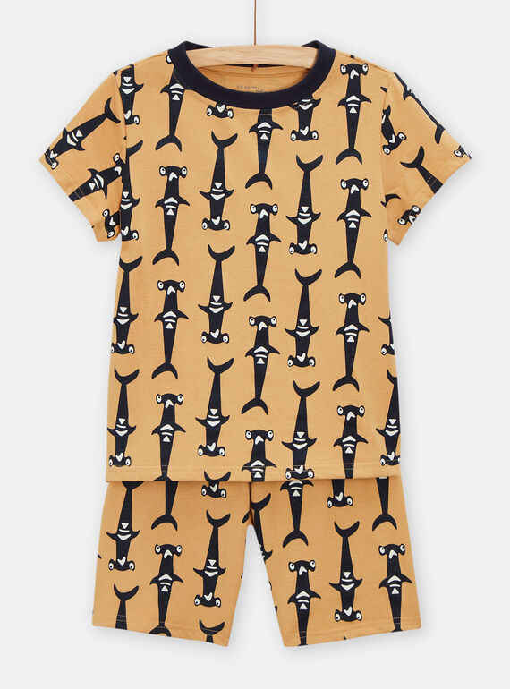Pyjama beige imprimé requin pour garçon TEGOPYCREQ / 24SH1253PYJ808