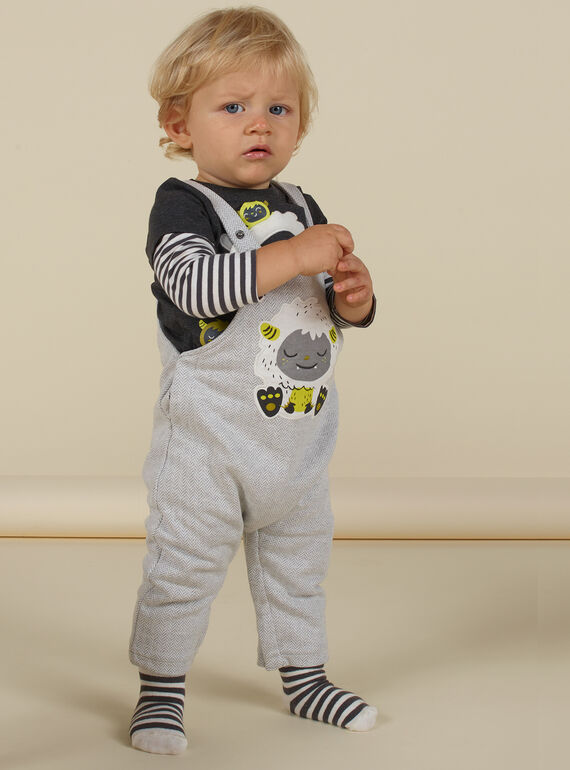 Salopette chevron gris chiné bébé garçon MUHISAL / 21WG10U1SAL943