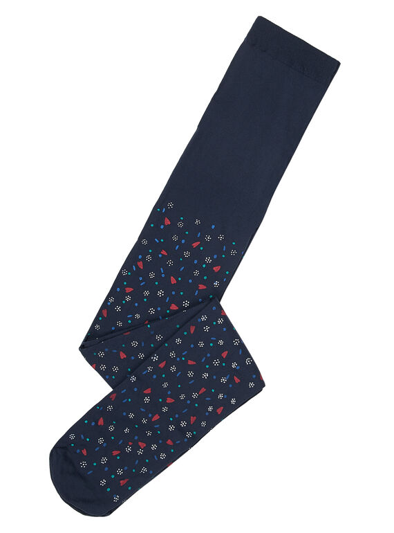 Collant en polyamide fille marine avec motif multicolor JYAGRACOL / 20SI01E1COLC243
