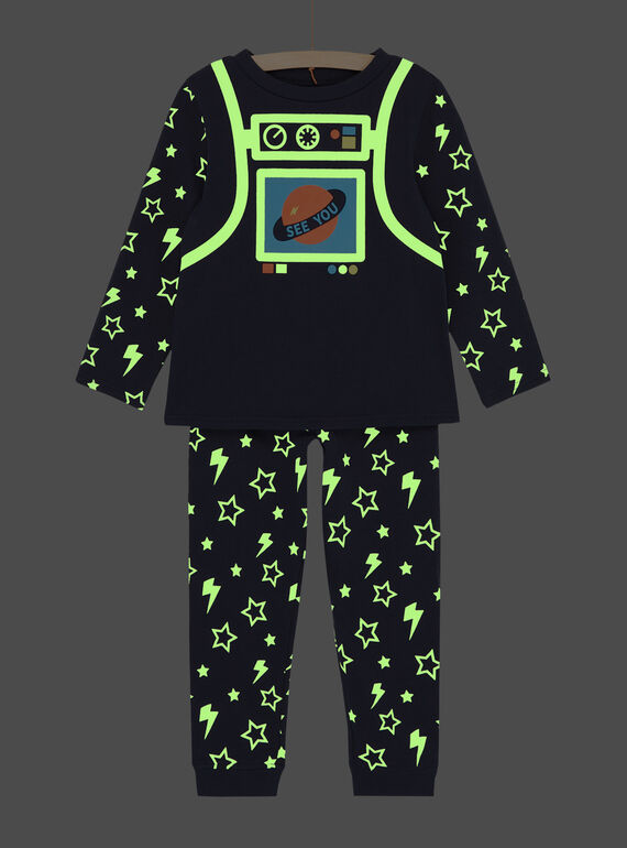 Pyjama bleu phosphorescent nuit à imprimé cosmique garçon SEGOPYJCOS / 23WH1243PYJ705