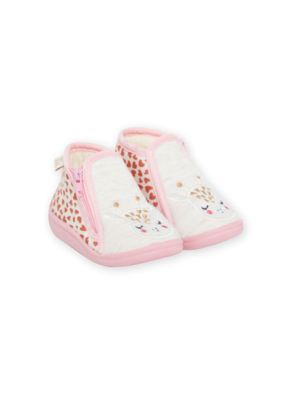 Bottillons beiges et roses à motifs girafes bébé fille NIPANTGIRAFE / 22KK3721D0A080