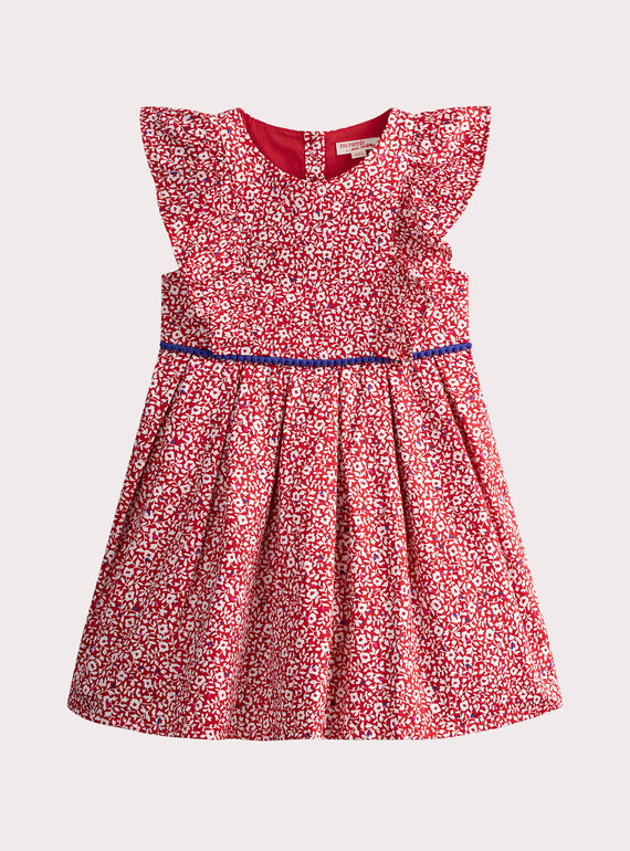 Robe rouge imprimé fleurs blanches WAPAROB3 / 25S90112ROB001