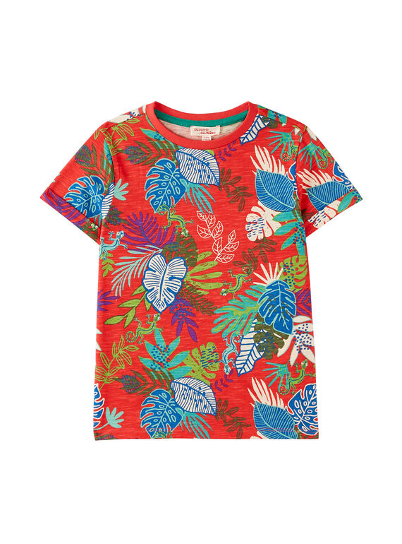 Tee shirt garçon rouille imprimé feuillage tropical JOSAUTI6 / 20S902Q6TMC408