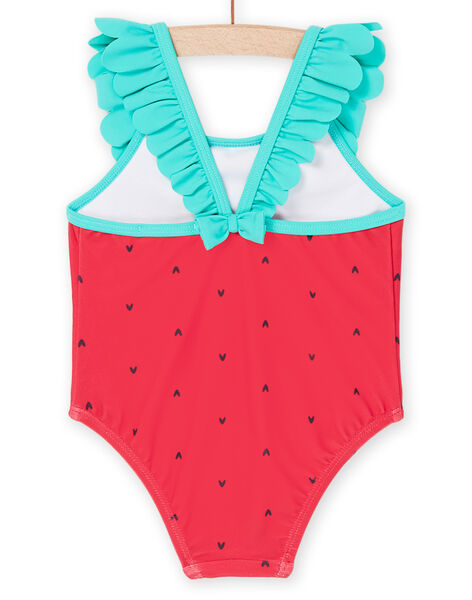 Maillot de bain 1 pièce rouge fraise à imprimé coeurs RYIMER1 / 23SI09RAMAIF515