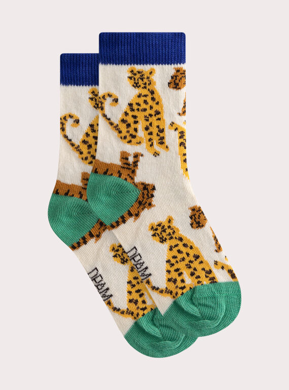 Chaussettes crème à motifs tigre et léopard pour garçon WYOJOCHO8 / 25SI02J2SOQA002