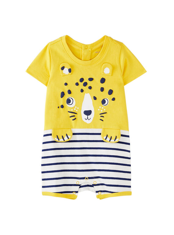 Grenouillère courte bébé garçon jaune  JEGAGRESAV / 20SH14U5GRE106