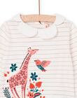 T-shirt écru manches longues et col en voile PIPRIBRA / 22WG09P1BRA001
