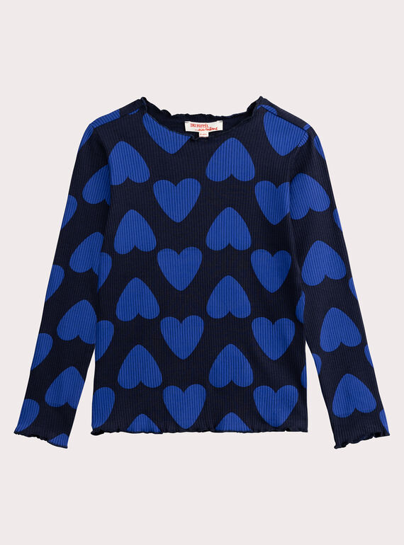 T-shirt imprimé cœur bleu pour fille VAJOUTEE2 / 24W901J3TML070