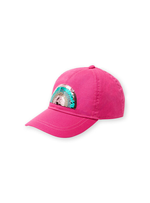 Casquette rose motif arc-en-ciel en sequins réversibles enfant fille JYAMARCAP / 20SI01P1CHAH700