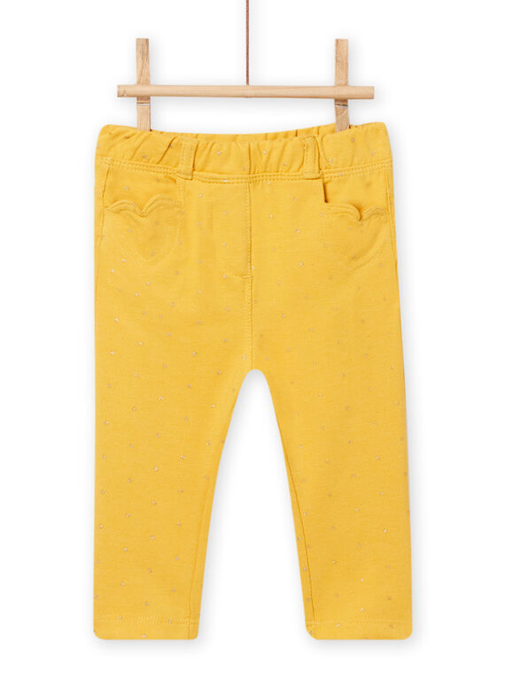 Pantalon jaune à pois et poches curs bébé fille NIJOPAN1 / 22SG0961PANB105