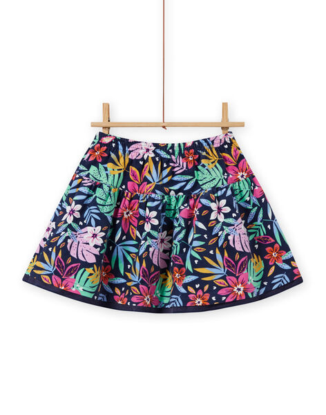 Jupe réversible bleu nuit imprimé fleuri enfant fille MAPLAJUP1 / 21W901O1JUPC202