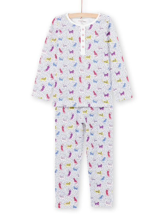Pyjama à pois et imprimé léopards enfant fille MEFAPYJPAN / 21WH1134PYJ001