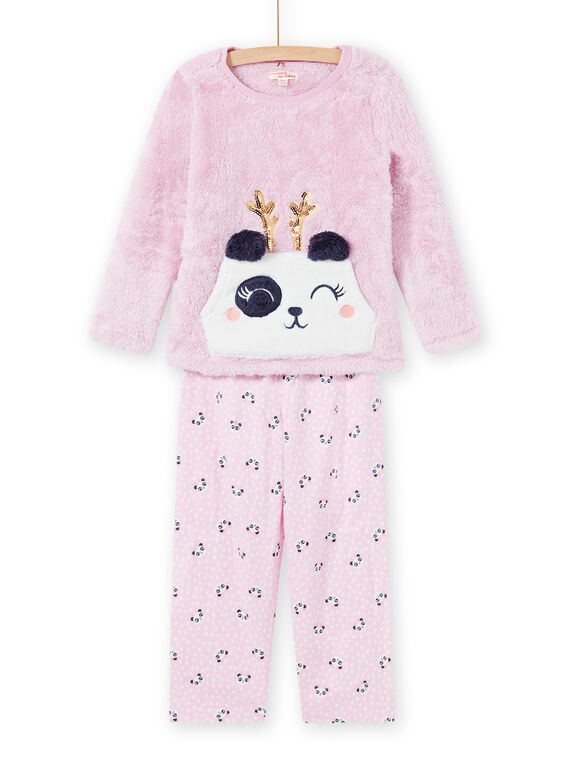 Ensemble pyjama rose motif panda en soft boa enfant fille MEFAPYJKAN / 21WH1191PYJ326