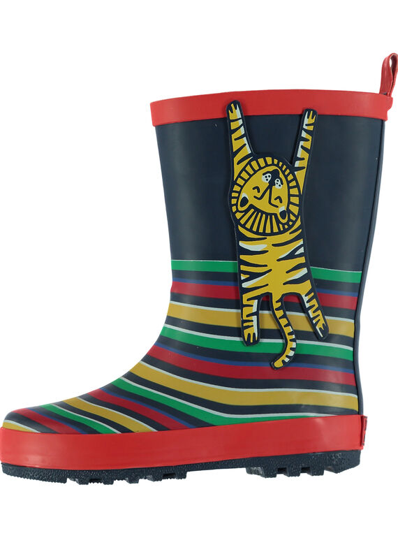 Botte de pluie rayures multicolores et lion enfant garçon GGBPLION / 19WK36G2D0C050