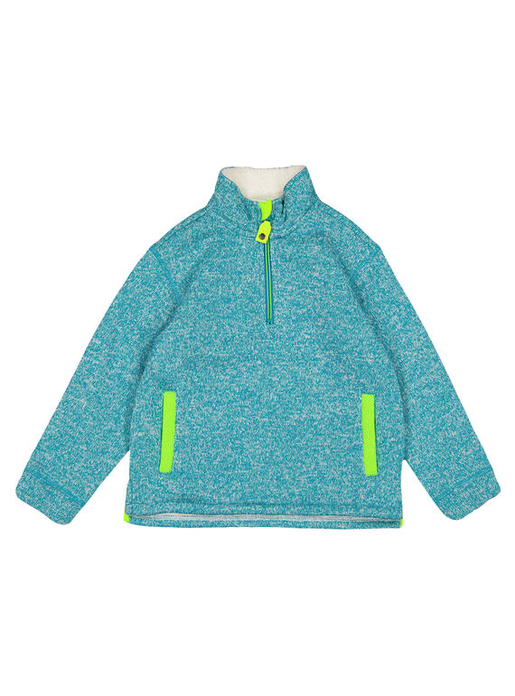 Pull matière technique intérieur moutonné Turquoise Foncé GOJOPULTEK2 / 19W902L1D2EC217