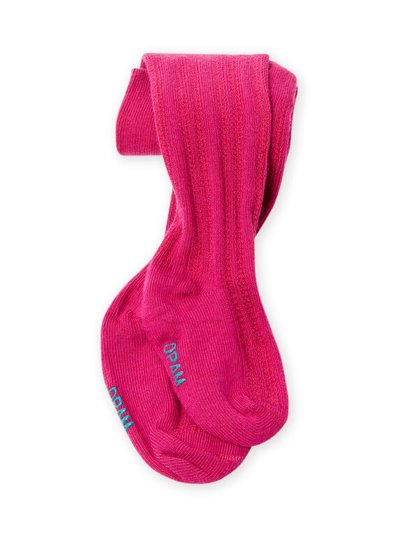 Collant torsadé fuchsia bébé fille MYIJOCOLTO1 / 21WI0917COLD312