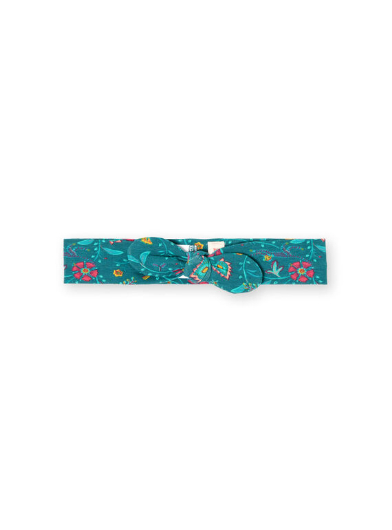 Bandeau bleu canard à imprimé fleuri bébé fille MYITUBAN / 21WI09K1BAN714