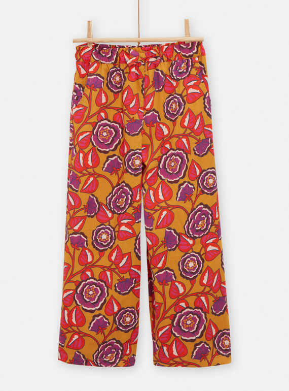 Pantalon fluide jaune à imprimé fleur pour fille TALIPANT / 24S901T1PAN107