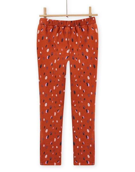 Pantalon fourré caramel imprimé confettis enfant fille MACOMPANT / 21W901L1PAN420
