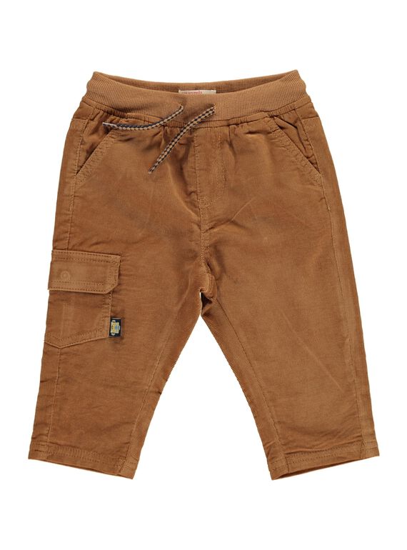 Pantalon en velours marron clair bébé garçon DUJOPAN3 / 18WG1034PANI802