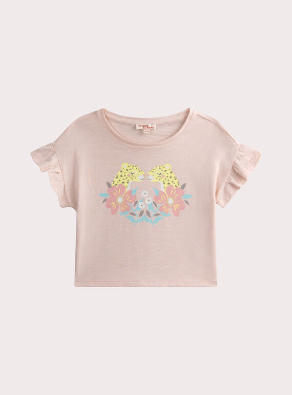T-shirt rose manches courtes à animation WAMATI1 / 25S90164TMCD310