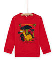 T-shirt manches longues rouge motifs dinosaures enfant garçon MOFUNTEE2 / 21W902M3TMLF505