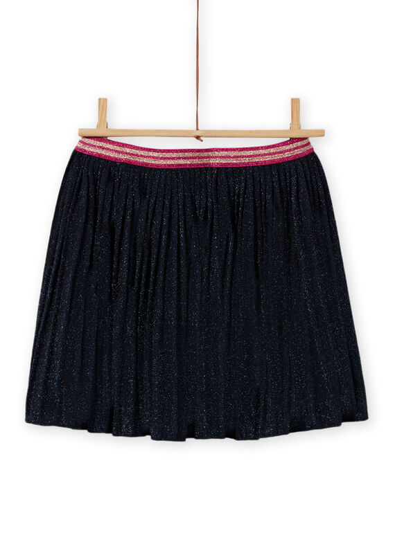 Jupe évasée bleu marine à paillettes enfant fille MATUJUP2 / 21W901K2JUP070