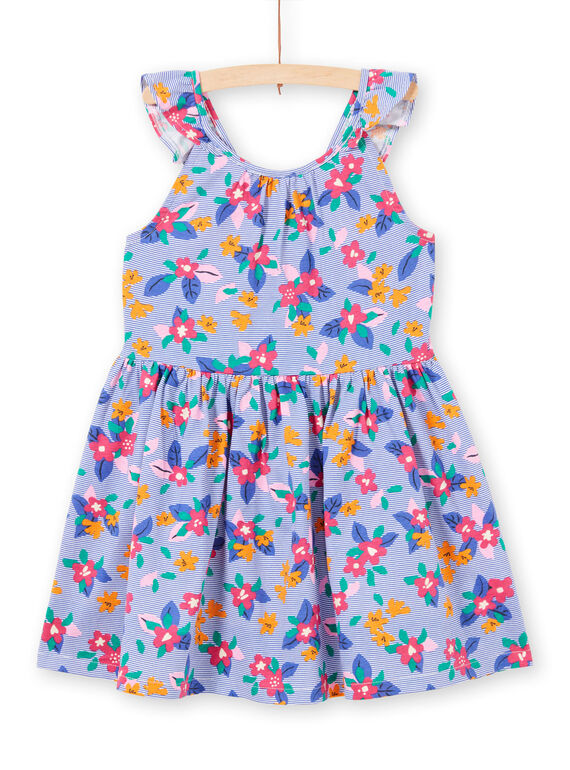 Robe à bretelles volantées, imprimé rayure et fleurs LAPLAROB1 / 21S901T2ROB000