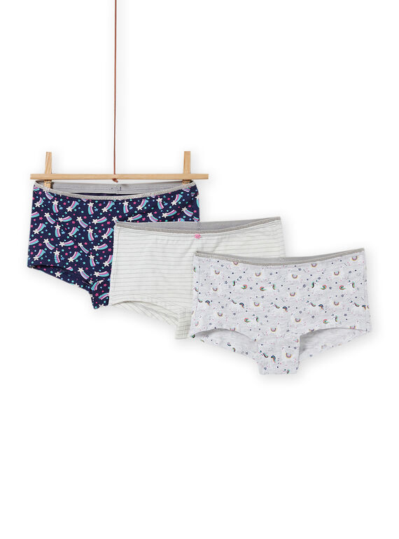 Lot de 3 shortys assortis motif licorne enfant fille MEFAHOTLAM / 21WH11C2SHYJ920