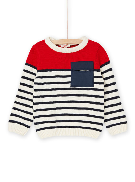 Pull à imprimé à rayures rouges et bleu marine ROJOPUL1 / 23S90283PULF518