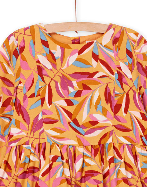Robe fluide à volants et imprimé feuille multicolore PAMOROB1 / 22W901N1ROBB107